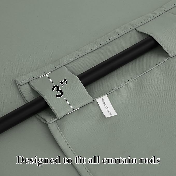 RYB HOME Small Window Curtains, Blackout Privacy Thermal Insulating Drapes for Bedroom Bathroom Basement Cafe Classroom Short Window Decor, W34 x L45, Sage Green, 2 Panels