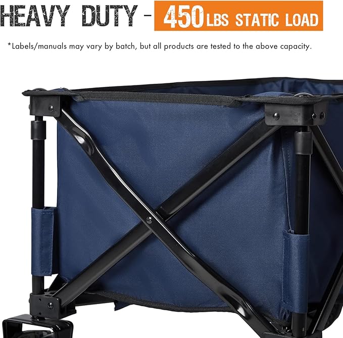 PORTAL Heavy-Duty Folding Wagon Cart, Large Collapsible Utility Wagon with All-Terrain Wheels for Beach, Camping, Garden & Grocery