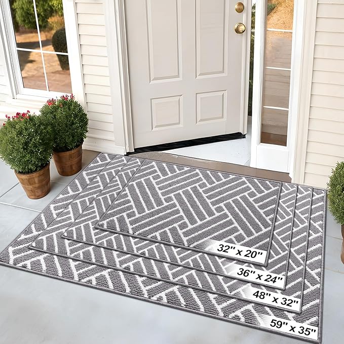 OLANLY Runner Indoor Door Mat, 47x23 Inch, Dirt Resistant and Absorbent, Non-Slip Rubber Backing Floor Mats, Easy Clean Low-Profile Doormat for Entryway, Front Door, and Inside Entrance, Grey