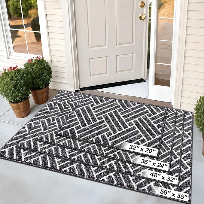OLANLY Large Indoor Door Mat, 59x35 Inch, Dirt Resistant and Absorbent, Non-Slip Rubber Backing Floor Mats, Easy Clean Low-Profile Doormat for Entryway, Front Door, and Inside Entrance, Black