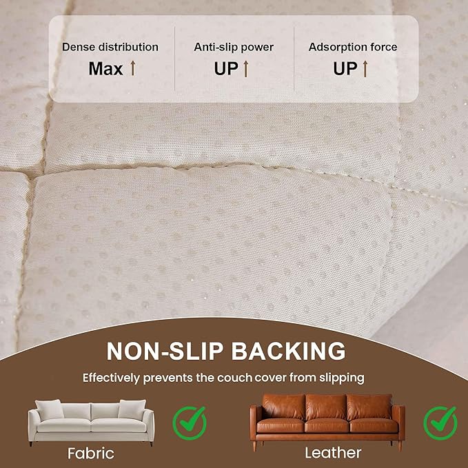 OTOB Couch Covers for Dogs Washable, Non Slip Plush Fuzzy Sofa Slipcovers Dog Cushion Mat, Soft Cozy Kids Pet Friendly Furniture Protector Sofa Cover, All Seasons (Cream, 31.5" x 63.0'')