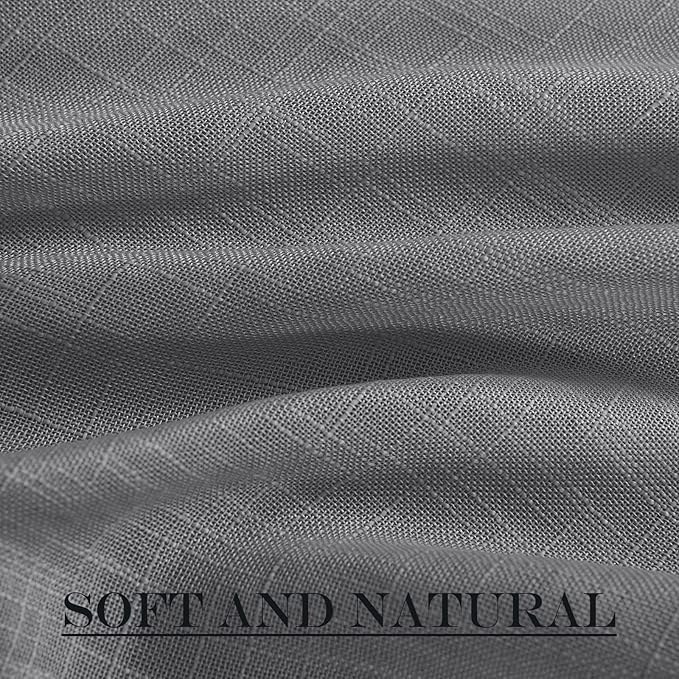 NICETOWN Sheer French Door Panel - 72 inches Linen Textured Voile Room Darkening Patio French Door Curtain with Tie Backs for Sliding Glass (Dark Grey, 1 Panel, 52 inches Width)