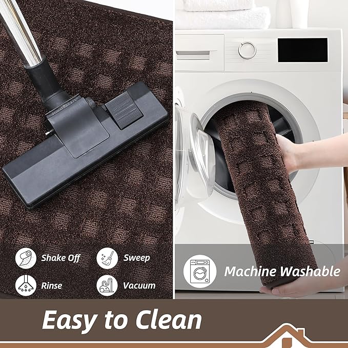 BEQHAUSE Waffle Door Mats Indoor 24"x36", Dog Mat for Muddy Paws Absorbent and Dirt Resist Floor Mats Non-Slip Washable Rugs for Entryway, Welcome Mat for Front Back Door, Muddy Wet Shoes, Dark Brown