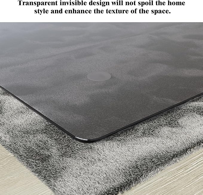 Koonmi Tempered Glass Chair Mat for Hardwood Floors & Carpets, 46" x 46“ Grey Heavy Duty Office Floor Protector with Noise-Free Gliding Shatterproof for Home Office Desk