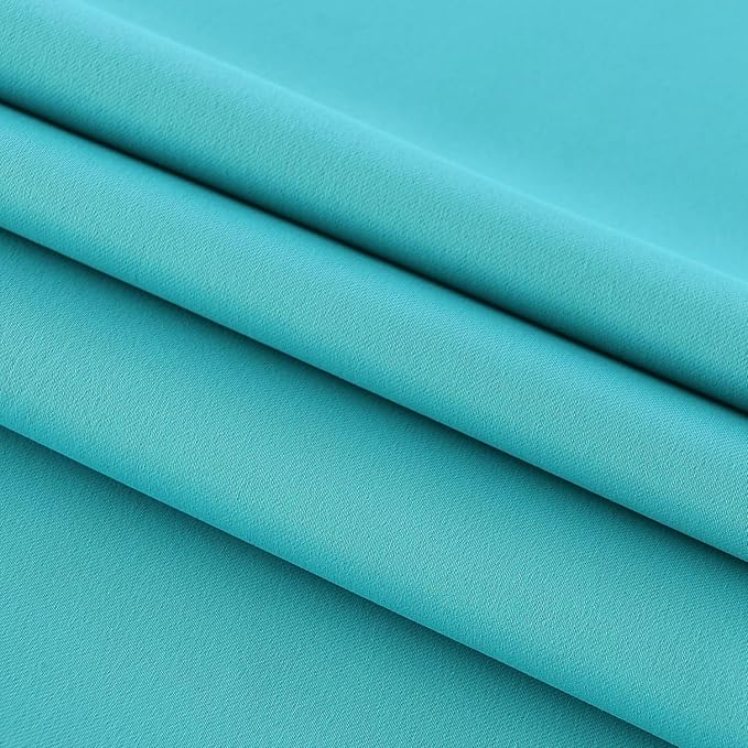 DWCN French Door Curtains – Rod Pocket Thermal Blackout Curtain for Window/Doorways/Kitchen/Classroom/Patio Doors for Privacy, 25W by 72L Inches, 1 Panel with Tieback, Turquoise