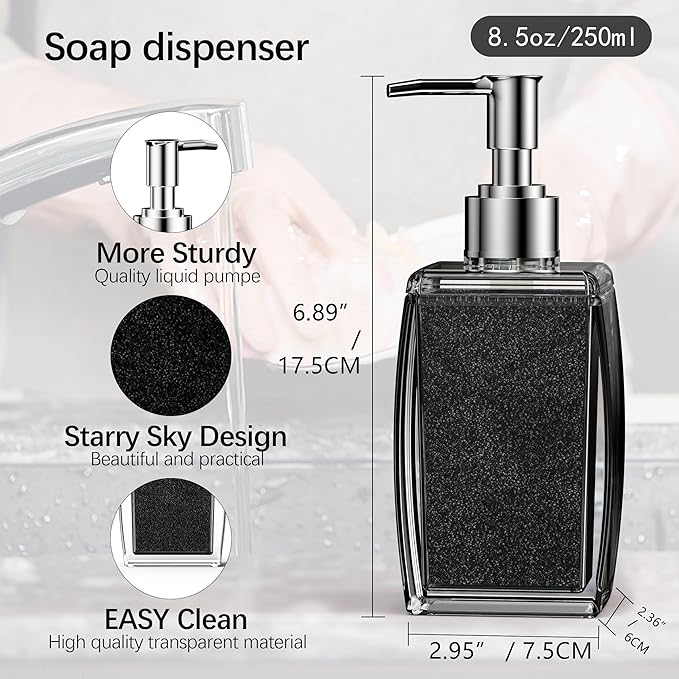 Pink Soap Dispenser with Refillable Plastic Pump for Bathroom Sink or Kitchen Counter, Ideal for Hand Soap, Liquid Soap, Dish Soap, or Lotion Use