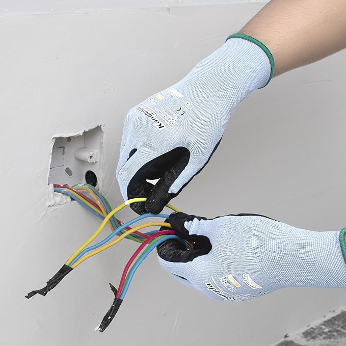 6-Paris XXL Work Gloves for Men and Women, Nitrile Coated Safety Protective Gloves with Grip, Ideal for Gardening, Warehouse, Mechanic, Light Duty Construction Work
