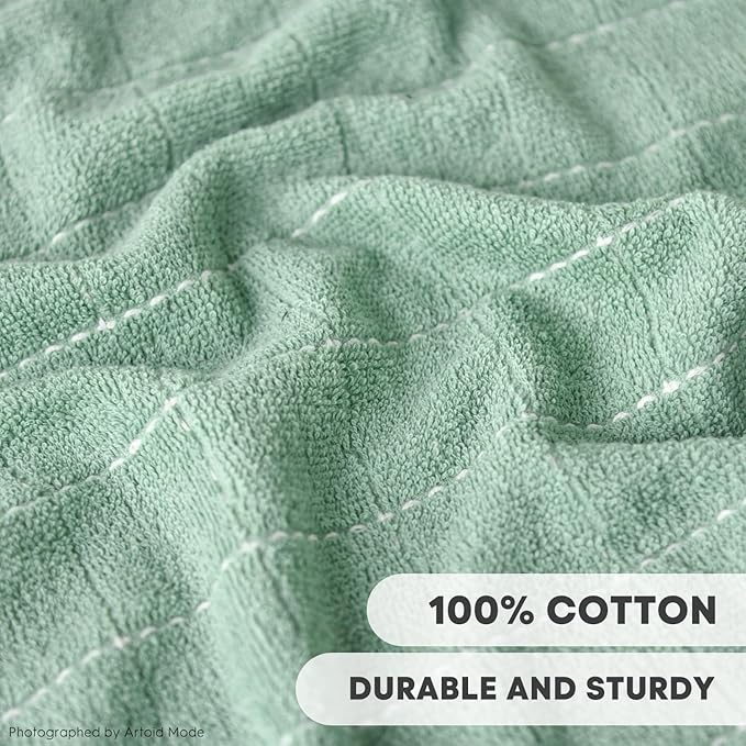 Artoid Mode Checkered Designed Cotton Dark Green Terry Kitchen Dish Towels, 15x25 Inch Soft Absorbent Quick Drying Cleaning Tea Towels Set of 4