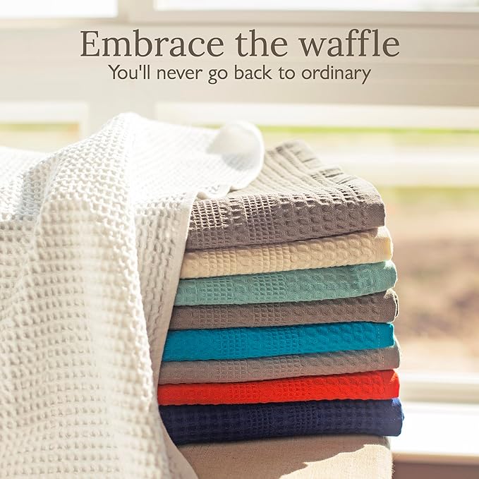 GILDEN TREE Waffle Hand Towels for Bathroom Quick Dry Towel Super Absorbent Thin 100% Cotton Hand Towels Lint Free, Hand Towels for Bathroom Set of 2, Classic Style (Cream)