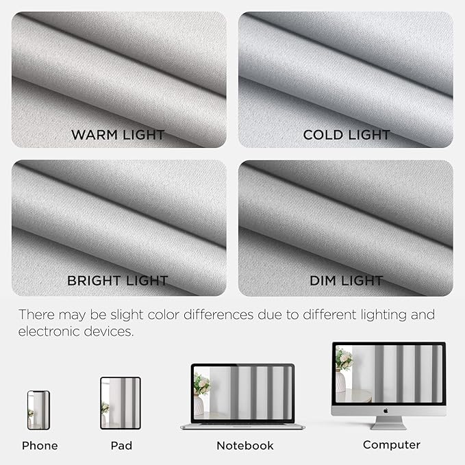 Joydeco Blackout Patio Sliding Door Curtains 96 Inches Long, Grommet Privacy Room Divider Curtains, Extra Wide Thermal Blackout Drapes for Bedroom Living Room (Greyish White, 70Wx96L, 1 Panel)