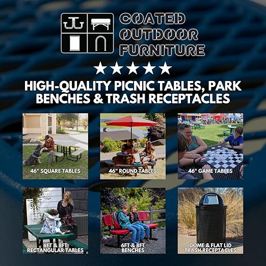 COATEDOUTDOORFURNITURE RFT-P-TXTBRW Heavy Duty Round Trash Receptacle with Flat Top, Liner Included, 32 Gallon, Textured Brown, Made in America