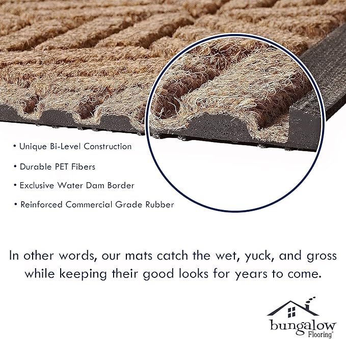 WaterHog Heavy Duty Doorway Mat, 4' x 6', Made in USA, Durable & Skid-Resistant Entryway Mat, Water-Trapping, Indoor/Outdoor Decorative Floor Covering, Cordova Collection, Bluestone