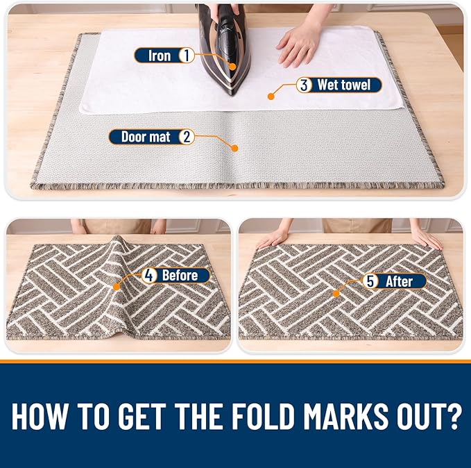 OLANLY Runner Indoor Door Mat, 47x23 Inch, Dirt Resistant and Absorbent, Non-Slip Rubber Backing Floor Mats, Easy Clean Low-Profile Doormat for Entryway, Front Door, and Inside Entrance, Khaki