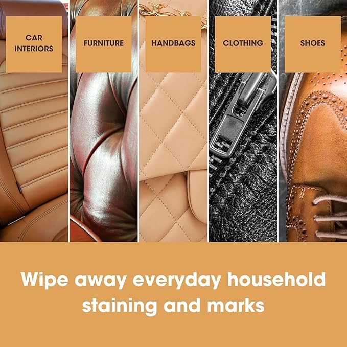 Furniture Clinic Leather Cleaning Wipes | 80 Count | Clean & Restore Leather & Vinyl Furniture, Handbags, Jackets, Car Seats, Interiors & More | Residue & Streak-Free | for Everyday Use
