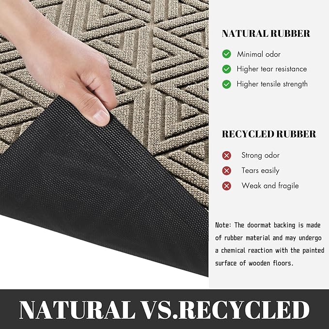 Yimobra Outdoor Mats for Front Door 29.5x17, All-Weather Waterproof Non-Slip Outdoor Door Mat Outside Eentrance, Garage/Patio Entryway Indoor Doormat, Easy Clean, Beige
