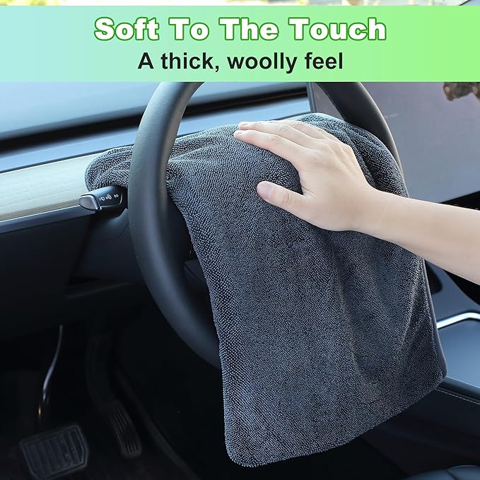 JOYMOOP Microfiber Towels for Cars, 2 Pack 35.4" x 23.6" Car Drying Towel, Dark Gray Reusable Car Towel, Quick Drying Car Microfiber Cleaning Cloth for RVs, SUVs, Trucks