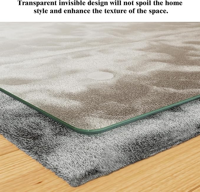 Koonmi Tempered Glass Chair Mat for Hardwood Floors & Carpets, 48" x 72“ Transparent Heavy Duty Office Floor Protector with Noise-Free Gliding Shatterproof for Home Office Desk