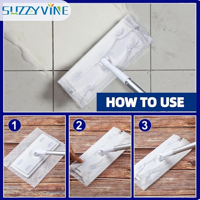 SUZZYVINE Dry Pads Refills 240 Count Dry Mop Refills for Floor Mopping and Cleaning, Dry Sweeping Cloths Dry Floor Cloths, Unscented, 7.87"x11.81"