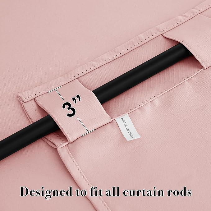 RYB HOME Pink Blackout Curtains for Girls Bedroom - Thermal Insulated Curtains and Drapes Privacy Shades for Living Room Farmhouse Closet, W42 x L72 inch, 2 Panels
