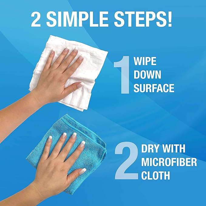 MiracleWipes for Granite & Stone, Clean, Protect, Polish Stone, Marble, Quartz, Slate, Tile, Laminate Surfaces in Kitchen and Bathroom - 30 Count (Pack of 2)