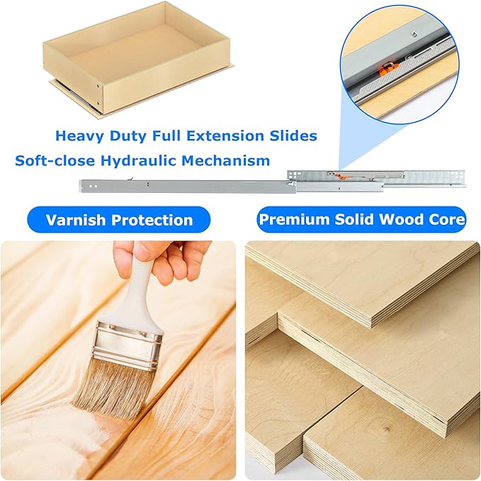 WelFurGeer Soft Close Pull Out Drawers for Cabinets, 20" W x 22" D Pull Out Cabinet Organizer, Bottom Mount Cabinet Roll Out Drawers, Durable Pullout Drawer for Home & Kitchen Organization