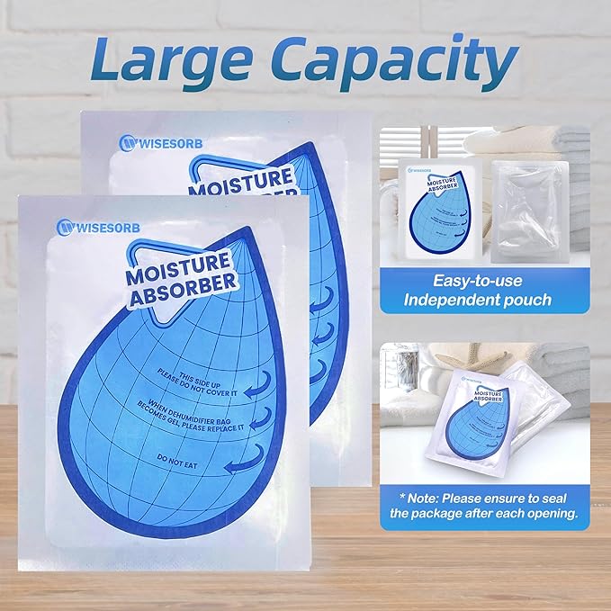 100 Gram 30 Packs Moisture Absorbers, Dehumidifier Bags for Bathrooms, Basements, Rvs, Humidity Packets for Closet