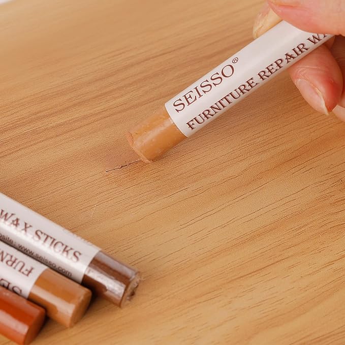 SEISSO Furniture Repair Crayon, 6 Pcs - Wood Filler Sticks, Scratch Repair Wax, Furniture Marking Repair - Scratch, Cracks, Hole, Table, Wood Floor, Guitar, Covering, Instrument Fill Sticks-Black