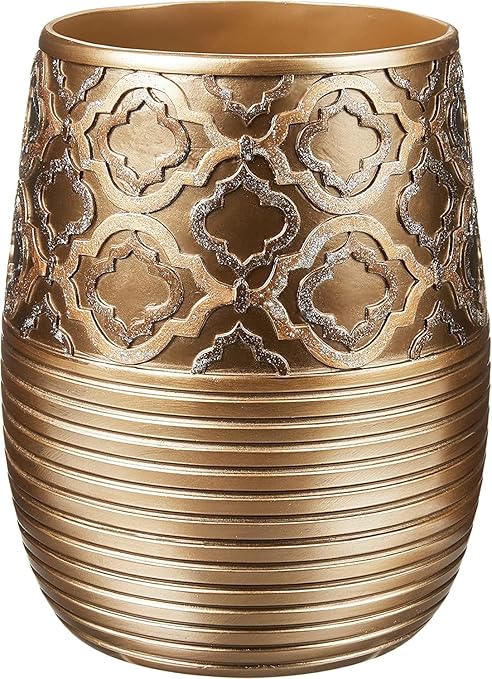 Zahari Home Decorative Trash Can for Bathroom, Office & Bedroom - 2.1 Gallons Stylish & Small Trash Can for Dorms, Desktop & Restroom - Chic Waste Basket for Compact Spaces, Spindle