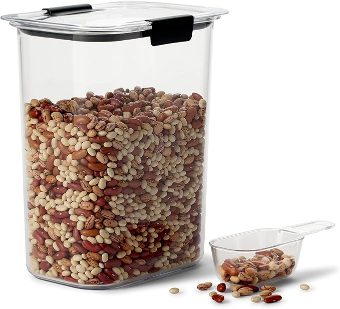 Rubbermaid Brilliance BPA-Free Food Storage Containers with Lids Airtight Kitchen and Pantry Organization Set Includes 3 Containers and Scoops Clear 16 cups
