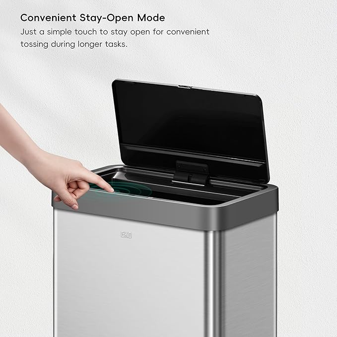 EKO Mirage X 80 Liter / 21.1 Gallons Motion Sensor Trash Can, Automatic Large Kitchen Trash Can Touchless, Stainless Steel