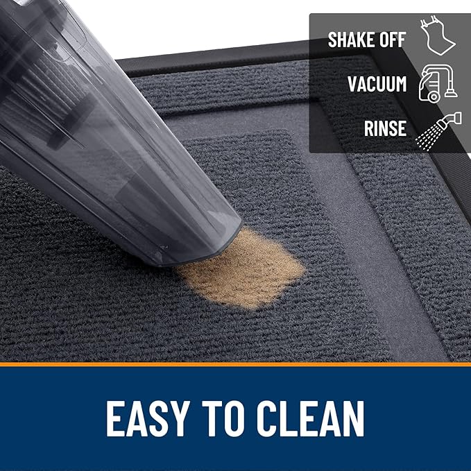OLANLY Front Door Mat Indoor Outdoor Entrance, Waterproof All-Season, All-Weather Doormat, Sturdy Natural Rubber, Fade Resistant, Low Profile, Easy Clean Patio Porch Entryway Mat, 47x23, Light Grey