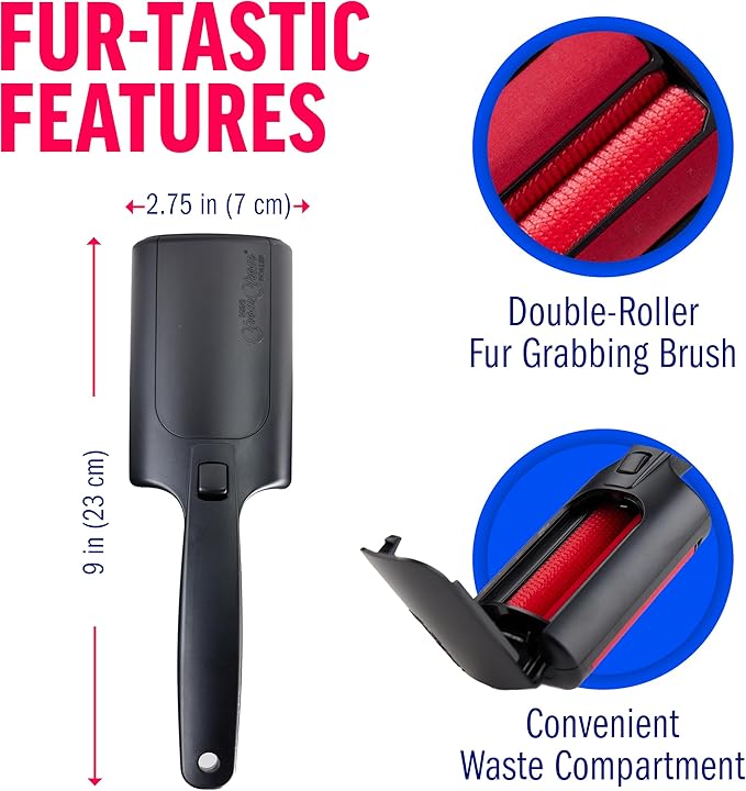 ChomChom Roller for Pet Hair - Reusable Lint Roller Pet Hair Removal Tool for Clothes, Couches, Cars and Travel - Cat Dog Hair Remover, Compact, No Sticky Refills Needed (Mini)