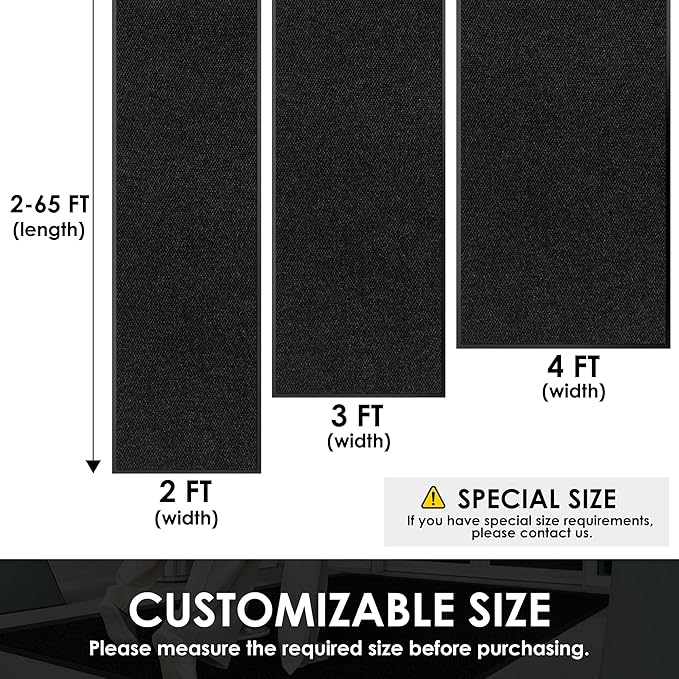 4′ x 65′ Front Door Mat Indoor Outdoor Entrance, Commercial Floor Mat Heavy Duty Dirt Trapper Entryway Doormat, Custom Size Non Slip Rubber Backing Welcome mat, Door Mat for High Traffic Area