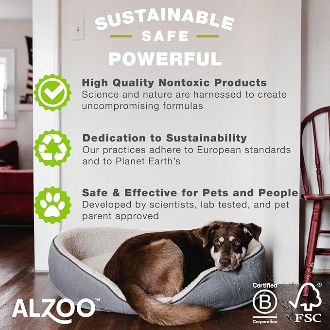 ALZOO Stain & Odor Remover, Quickly Lifts & Dissolves Pet Stains & Helps Eliminate Odors, 100% Plant-Based Active Ingredients, Apple Blossom Scent, 32 Fl. Oz Spray Bottle