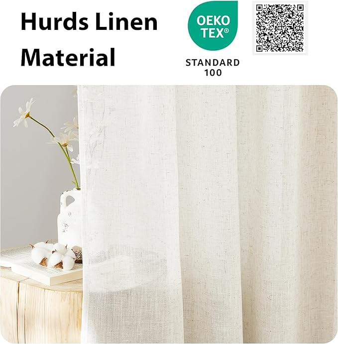 NICETOWN Linen Sidelight Curtains - 12 Wide x 72 Long French Front Door Curtain Panel Side Light Rod Pocket Window Covering for Living Room Glass Door with Tieback, Set of 1, Linen