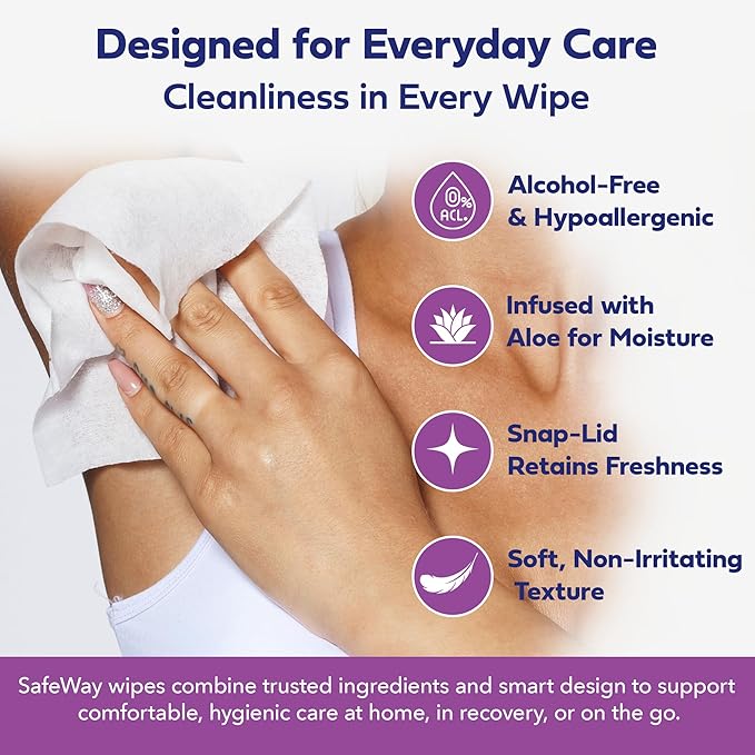 SAFEWAY Adult Wipes Disposable — Multi-Purpose Wipes, Alcohol-Free, Preferred by Caregivers for Seniors & Incontinence Solution, Aloe-Infused, Gentle for Delicate Skin — Extra Large, 1 Pack 50 pcs.