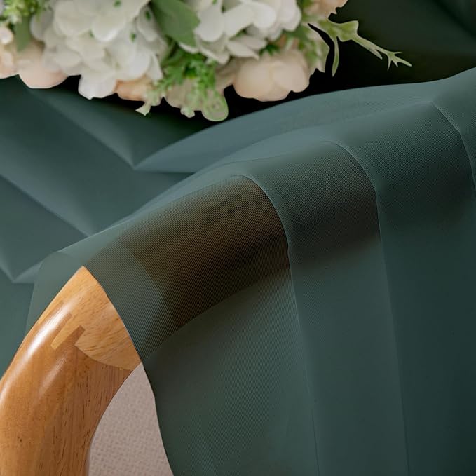 Chyhomenyc Sheer Valances for Windows 2 Pack, Small Window Curtains for Living Room Bathroom, Modern Top Dual Rod Pocket Basement Curtains for Small Window, 42Wx14L inches, 2PCS, Hunter Green