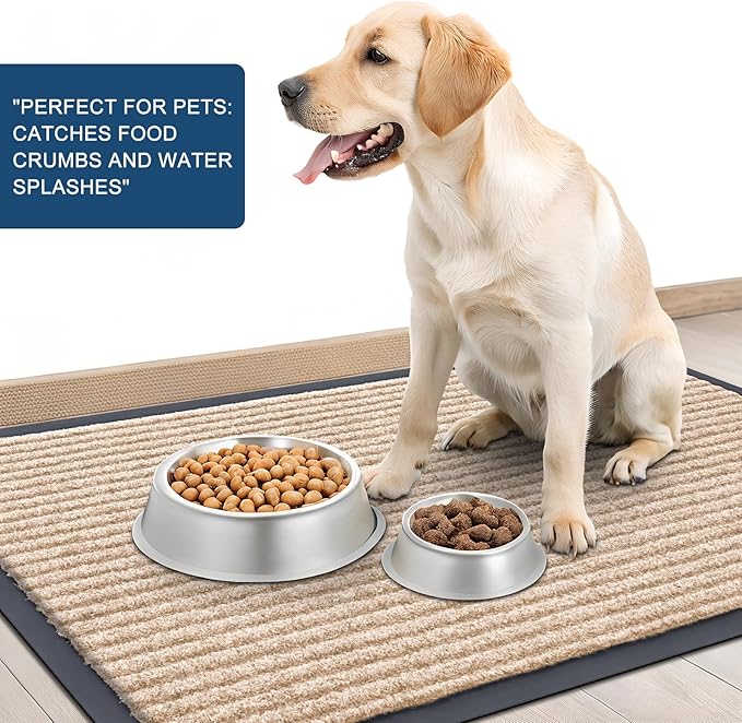 OLANLY Front Door Mat Indoor Outdoor Entrance, Waterproof Heavy Duty Doormat, Fade Resistant, Low Profile, Easy Clean Patio Porch Welcome Floor Mats for Entry, 47x23, Beige