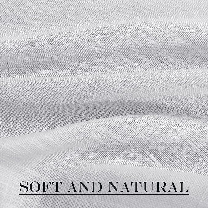 NICETOWN Door Curtain 40 inches Long - Linen Textured French Door Curtain, Semitransparent Sheer Panel 40 inches Length (1 Panel, Light Grey, with Single Tieback)