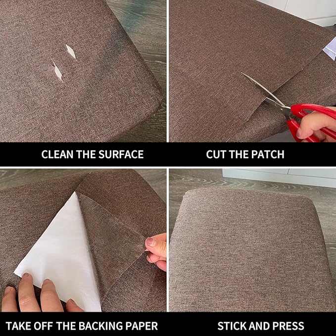 Fabric Repair Patches, 17X158 Inch Linen Repair Tape Self-Adhesive Fabric Patches Durable, DIY Large Linen Tape for Sofa, Couches, Furniture, Chair, Clothing （17X158 Inch, Black）