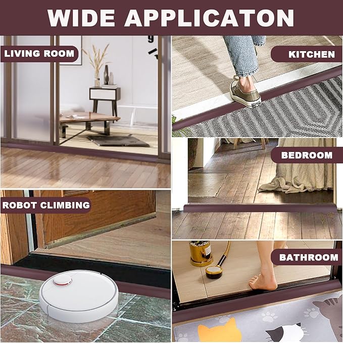 Vinyl Door Threshold Flooring Transition Strip Self Adhesive Carpet Edging Strip for Laminate Doorway Edge Threshold from 2/5" to 3/5" (Coffee, 10 Ft)