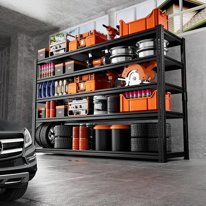 Storage Shelves Heavy Duty 3 PCS, 60" L x 24" W x 78" H Garage Storage Shelves Unit Loads 3700LBS, 5-tier Adjustable Metal Industrial Utility Shelf Rack for Kitchen, Laundry Room, Warehouse, Basement