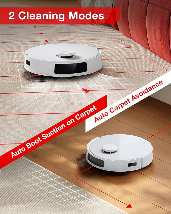 Yeedi C12 Robot Vacuum Cleaner and Mop, 8000Pa Strong Suction, ZeroTangle Brush, Smart Navigation, Self-Charging, White