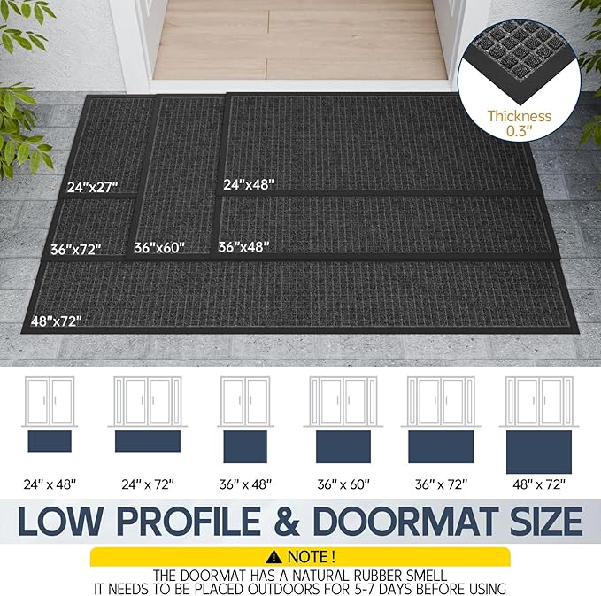 Indoor Outdoor Front Door Mats, 72" x 36" Rubber Backing Non Slip Durable Welcome Floor Mats for Patio, Garage Entrance, Stain and Fade Resistant Commercial Doormats for High Traffic