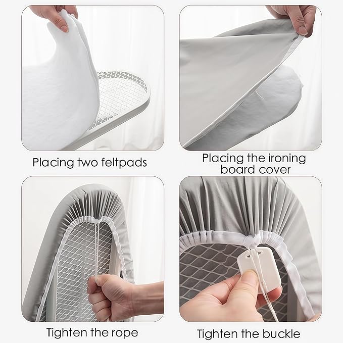 Ironing Board Cover with Two 5MM Thick Feltpads,13"x43"Heat Resistant Replacement Ironing Board Cover and Pad,Fits Standard Ironing Boards,Durability and Easy to Install