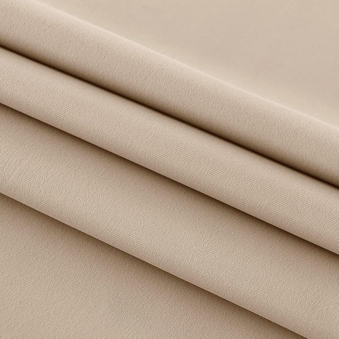 DWCN French Door Curtains – Rod Pocket Thermal Blackout Curtain for Doors with Glass Window, Kitchen and Patio Doors for Privacy, 36 X 80 Inches Long, 1 Curtain Panel with Tieback, Beige