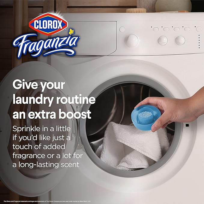 Clorox Fraganzia Laundry Scent Booster Crystals in Morning Sky Scent - Scented In-Wash Freshener Beads for Fresh, Clean, Great Smelling Clothes and Linens, 70 Oz