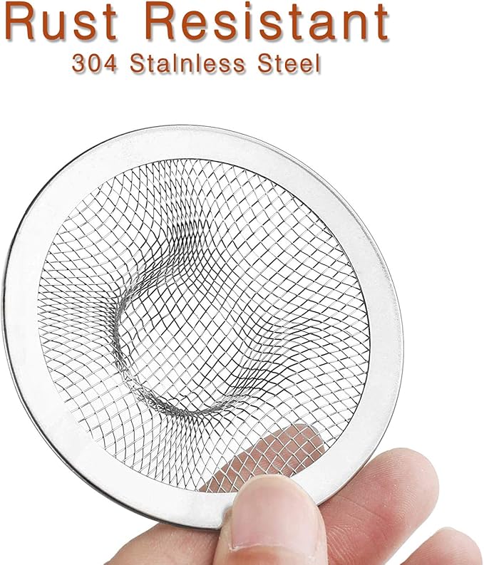4pcs Heavy Duty Stainless Steel Slop Basket Filter Trap,3.54" Top / 1.65" Mesh Metal Sink Strainer,Perfect for Kitchen Sink/Bathroom Bathtub Wash Basin Floor Drain Balcony Drain Hole,Utility