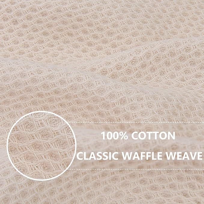 Homaxy 100% Cotton Waffle Weave Kitchen Dish Cloths, Ultra Soft Absorbent Quick Drying Dish Towels, 12 x 12 Inches, 8-Pack, Beige