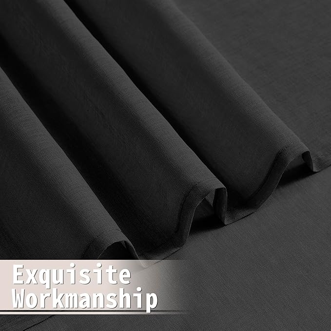 Tollpiz Sheer Door Curtains Closet Linen Textured Curtains Sheer Doorway Light Filtering Voile Rod French Door Pocket Curtain Patio Glass Door, 25 x 72 inches Long, Black, Set of 1 Panel